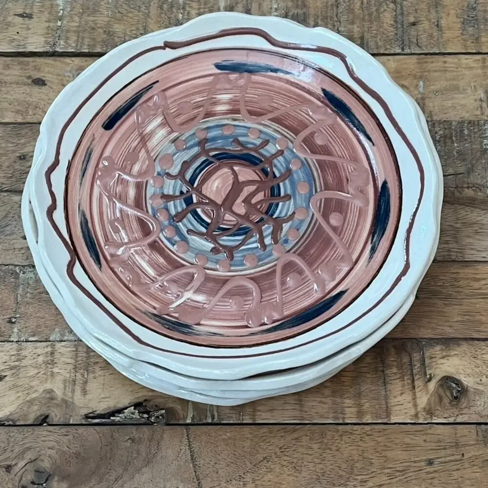 Vintage Pottery by Sonja Templeton Signed Salad Plate Set of 5 1980's